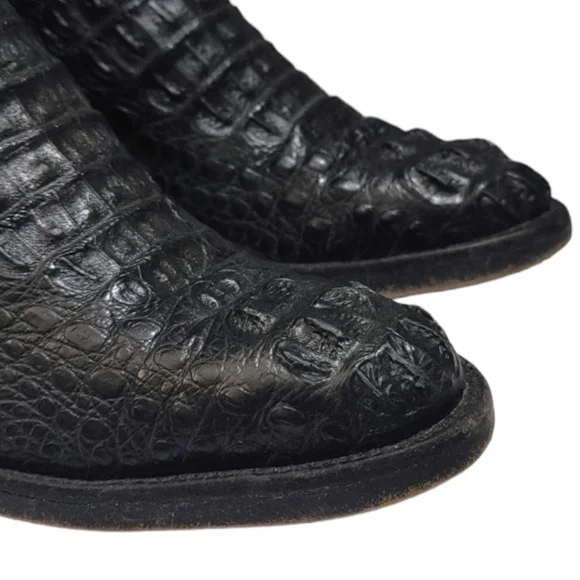 Black Jack Black Caimen Belly Leather Classic Western Cowboy Boots Mens Size 6 - Picture 9 of 15